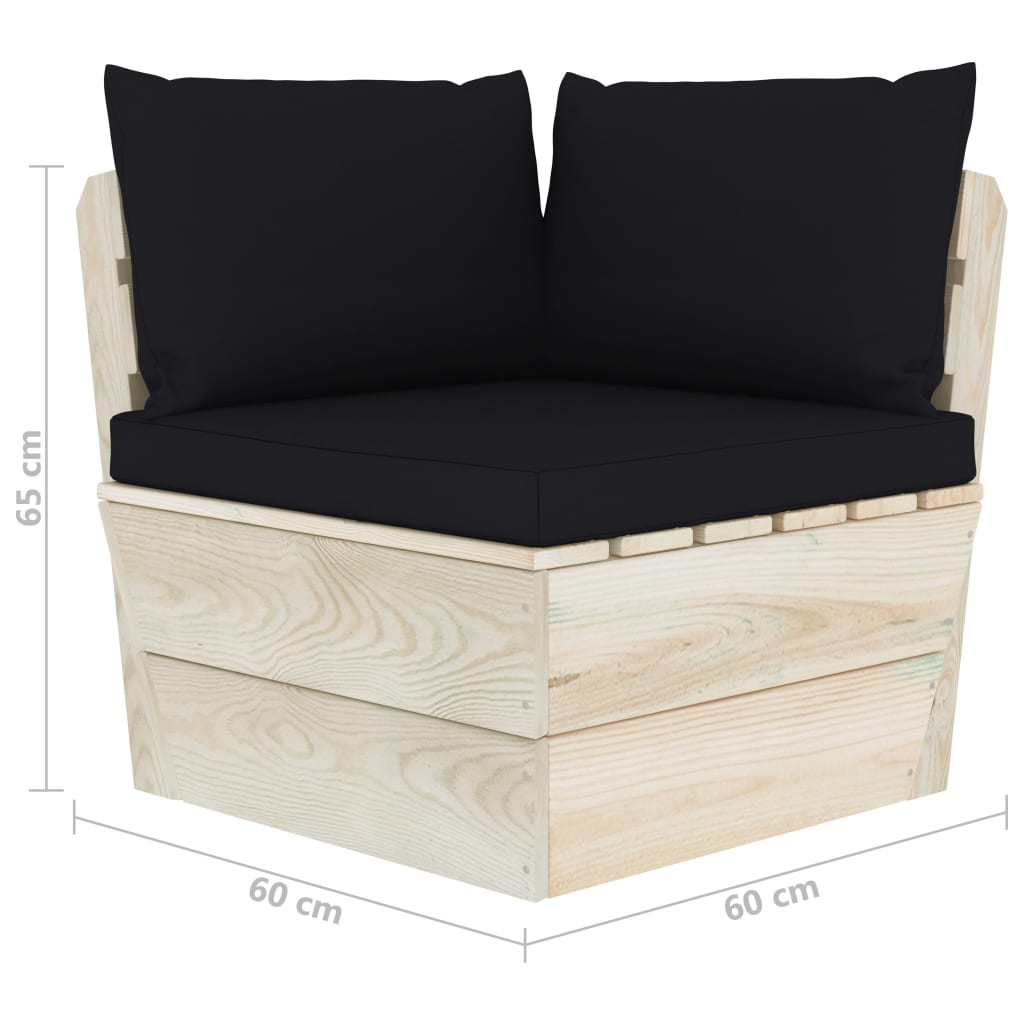 vidaXL Ogrodowa sofa narożna z palet z poduszkami, impregnowany świerk