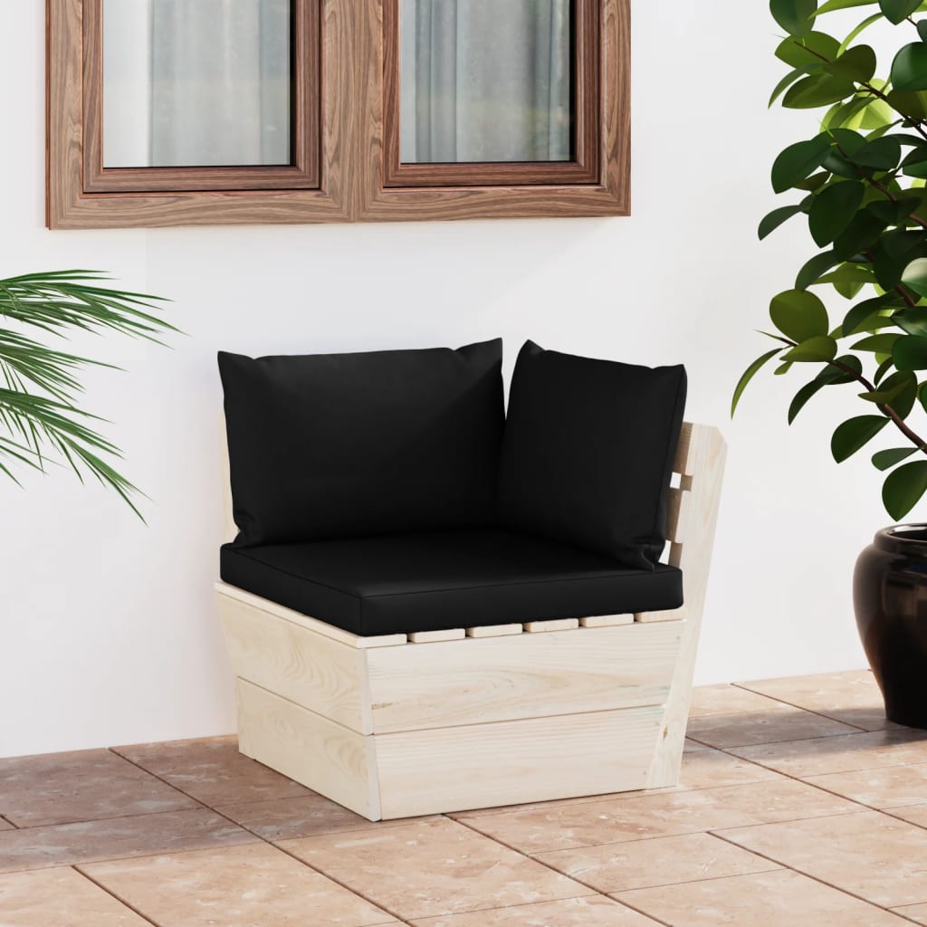vidaXL Ogrodowa sofa narożna z palet z poduszkami, impregnowany świerk