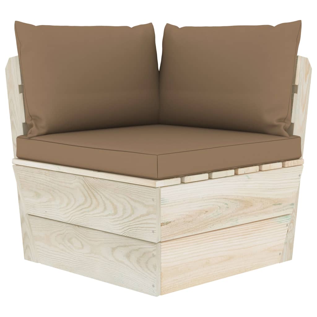 vidaXL Ogrodowa sofa narożna z palet z poduszkami, impregnowany świerk