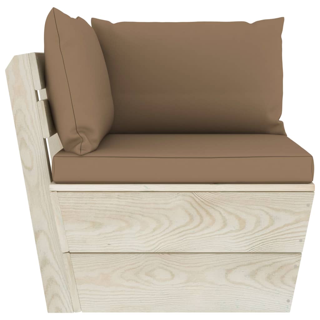 vidaXL Ogrodowa sofa narożna z palet z poduszkami, impregnowany świerk