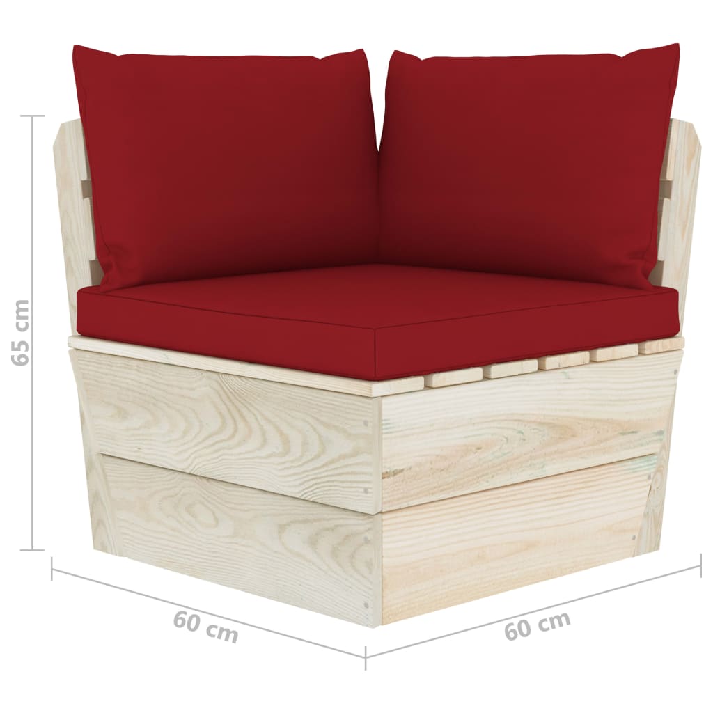 vidaXL Ogrodowa sofa narożna z palet z poduszkami, impregnowany świerk