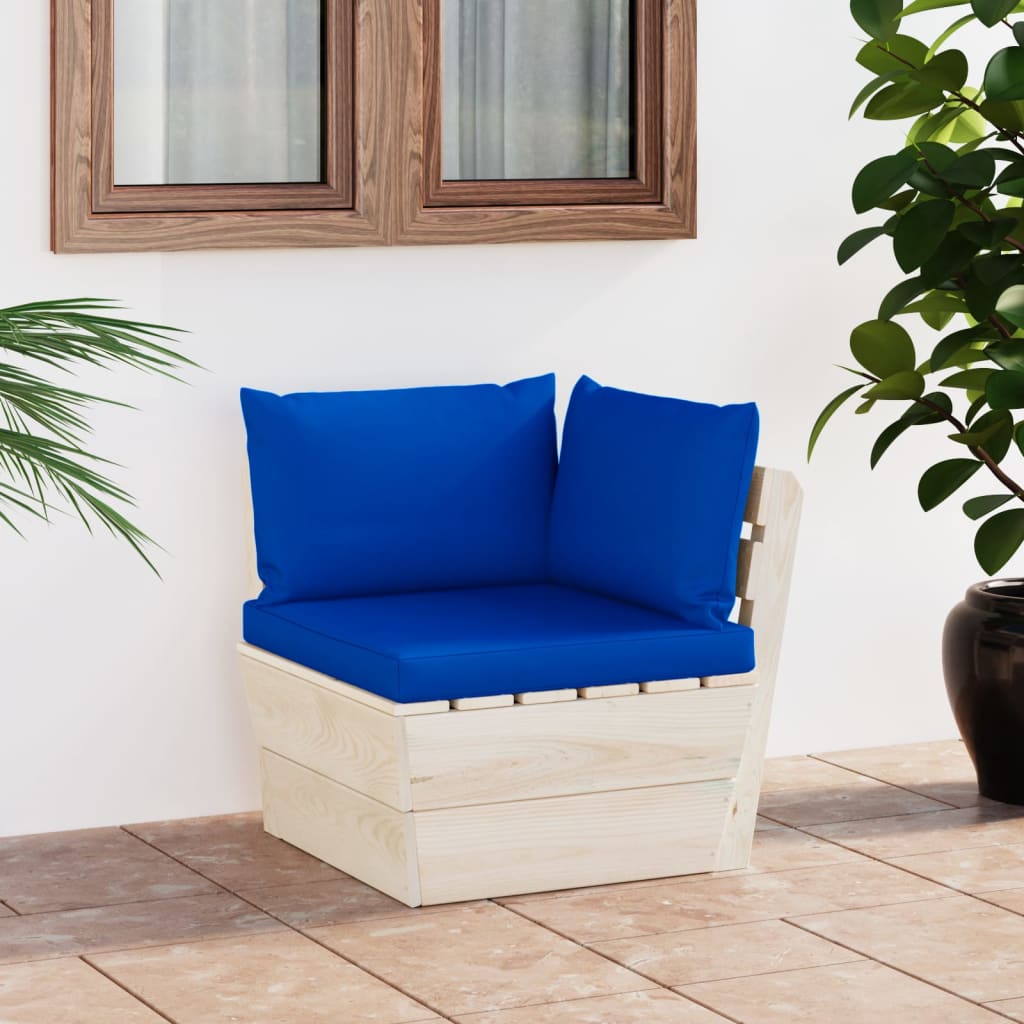 vidaXL Ogrodowa sofa narożna z palet z poduszkami, impregnowany świerk