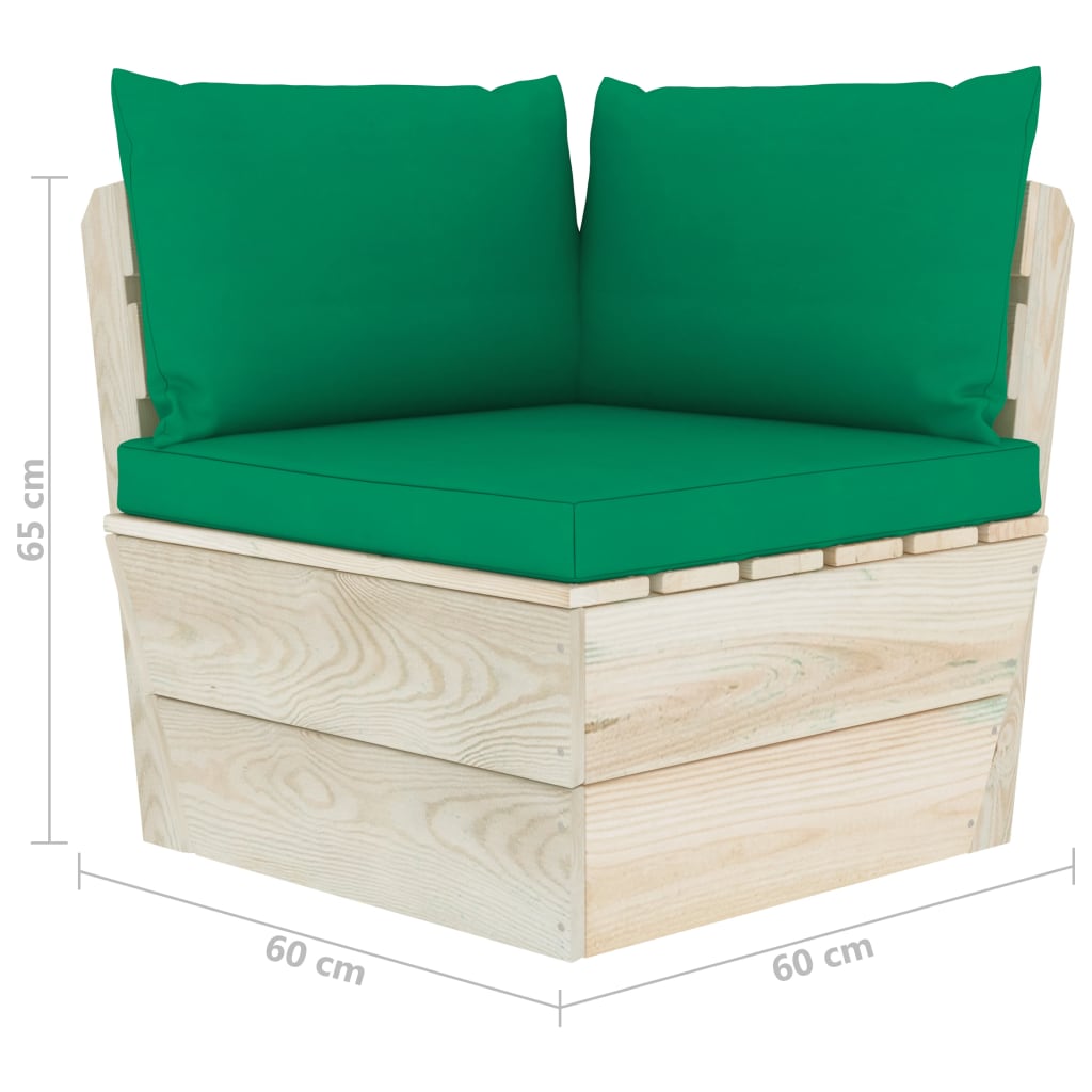 vidaXL Ogrodowa sofa 2-osobowa z palet, z poduszkami, drewno świerkowe