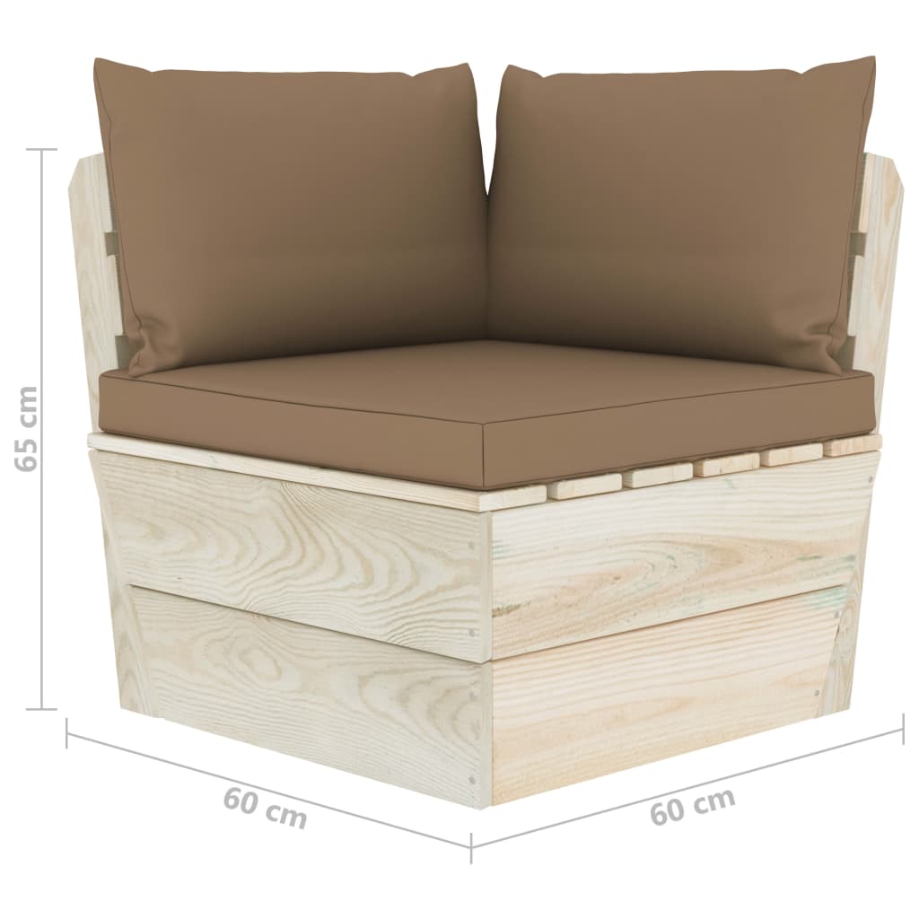 vidaXL Ogrodowa sofa 2-osobowa z palet, z poduszkami, drewno świerkowe