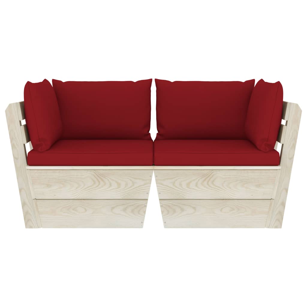 vidaXL Ogrodowa sofa 2-osobowa z palet, z poduszkami, drewno świerkowe