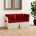 vidaXL Ogrodowa sofa 2-osobowa z palet, z poduszkami, drewno świerkowe