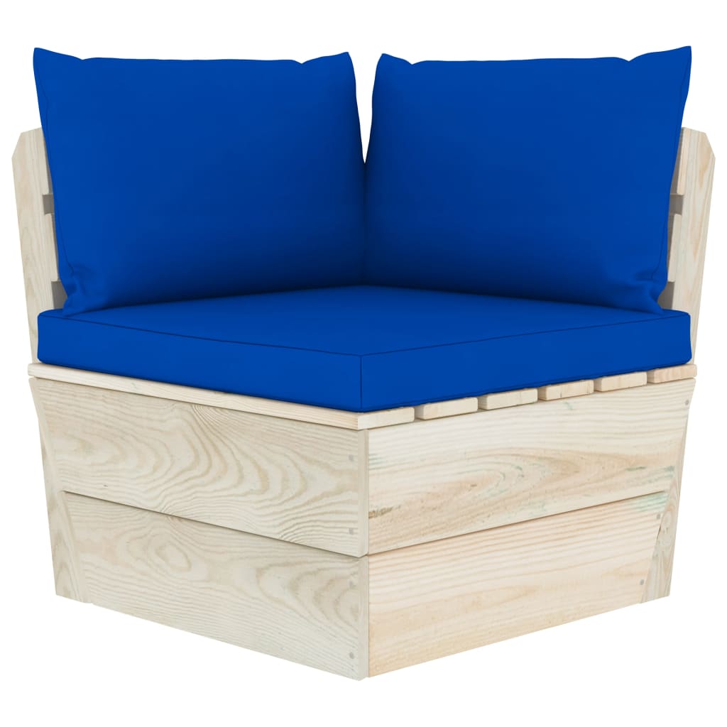 vidaXL Ogrodowa sofa 2-osobowa z palet, z poduszkami, drewno świerkowe