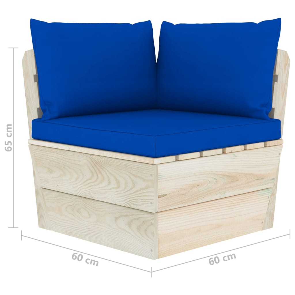 vidaXL Ogrodowa sofa 2-osobowa z palet, z poduszkami, drewno świerkowe