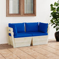 vidaXL Ogrodowa sofa 2-osobowa z palet, z poduszkami, drewno świerkowe