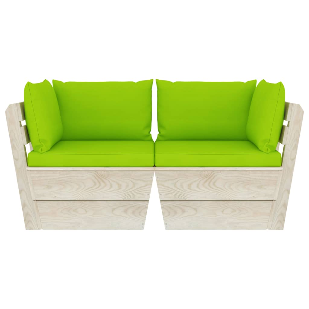 vidaXL Ogrodowa sofa 2-osobowa z palet, z poduszkami, drewno świerkowe