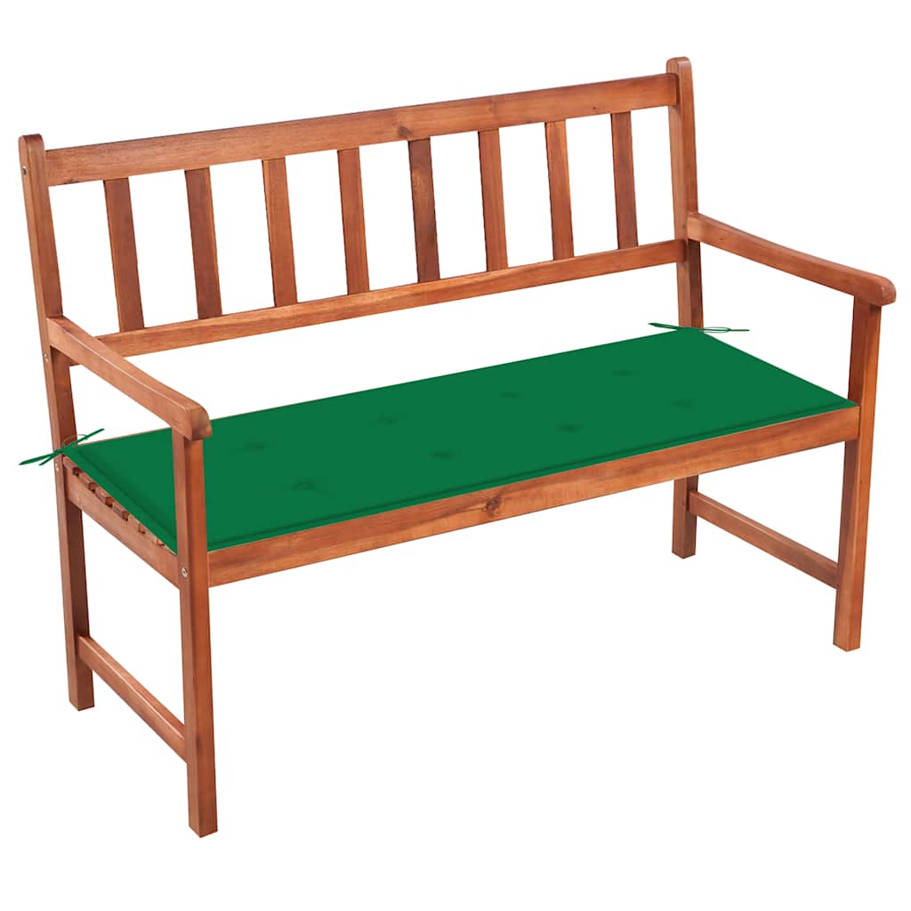 vidaXL Ławka ogrodowa z poduszką, 120 cm, drewno akacjowe
