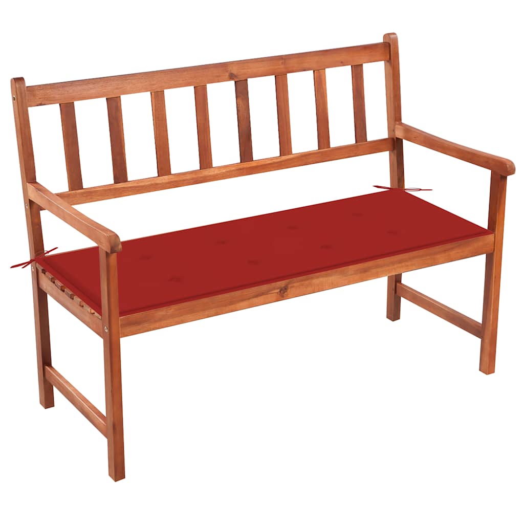vidaXL Ławka ogrodowa z poduszką, 120 cm, lite drewno akacjowe