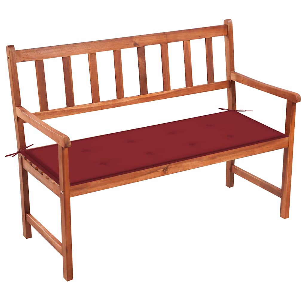 vidaXL Ławka ogrodowa z poduszką, 120 cm, drewno akacjowe