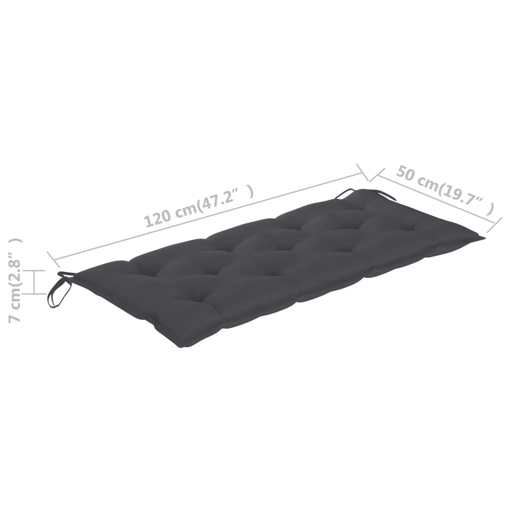 vidaXL Ławka ogrodowa z poduszką, 120 cm, lite drewno akacjowe