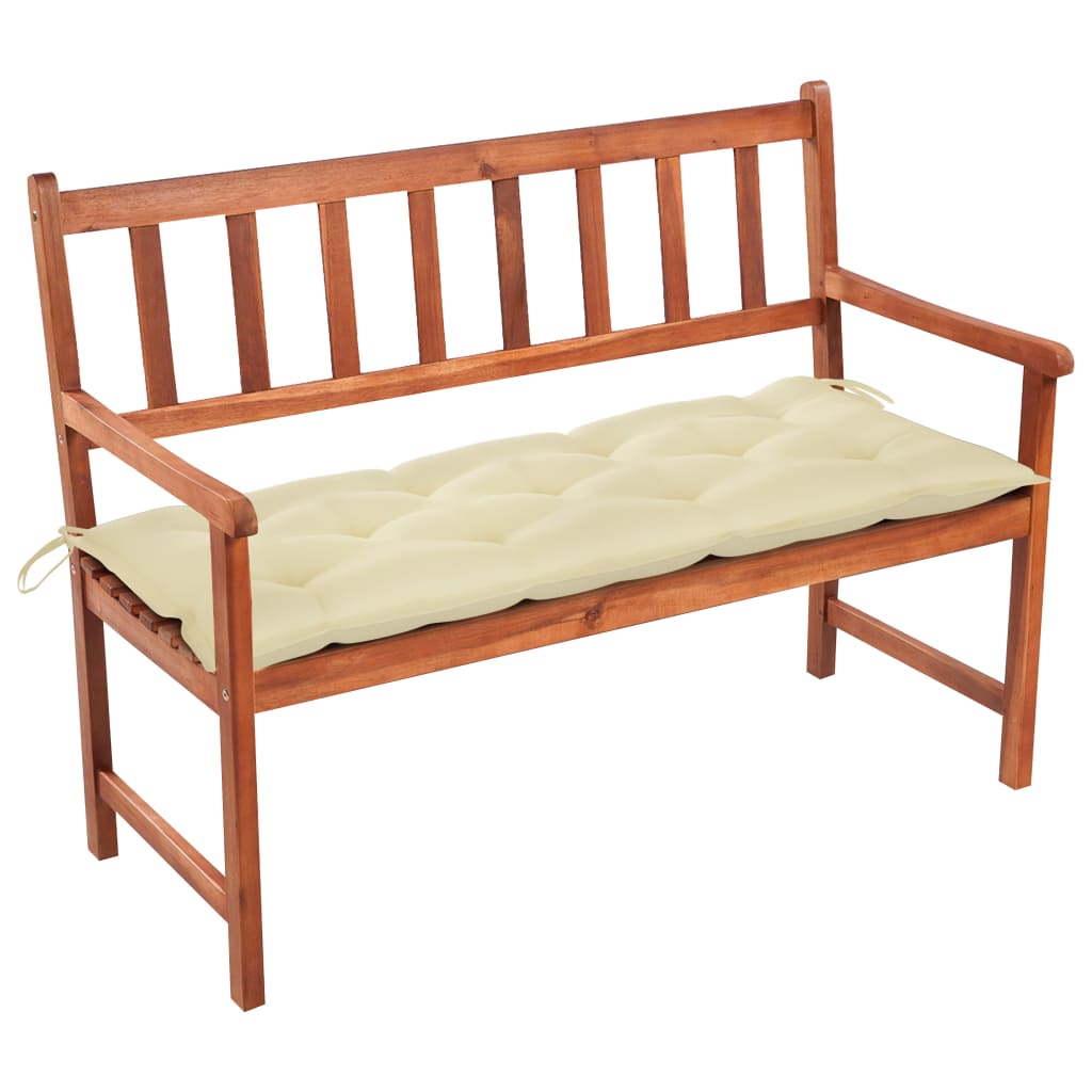 vidaXL Ławka ogrodowa z poduszką, 120 cm, lite drewno akacjowe