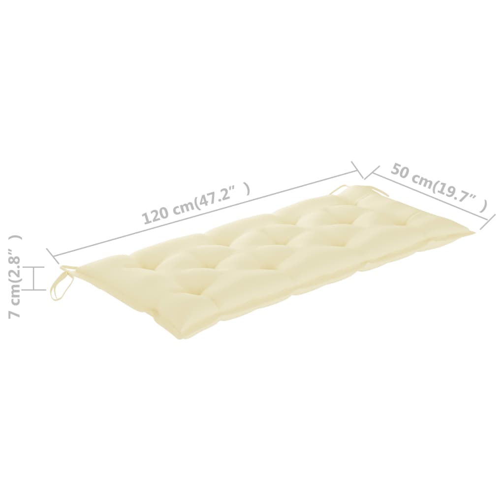 vidaXL Ławka ogrodowa z poduszką, 120 cm, lite drewno akacjowe