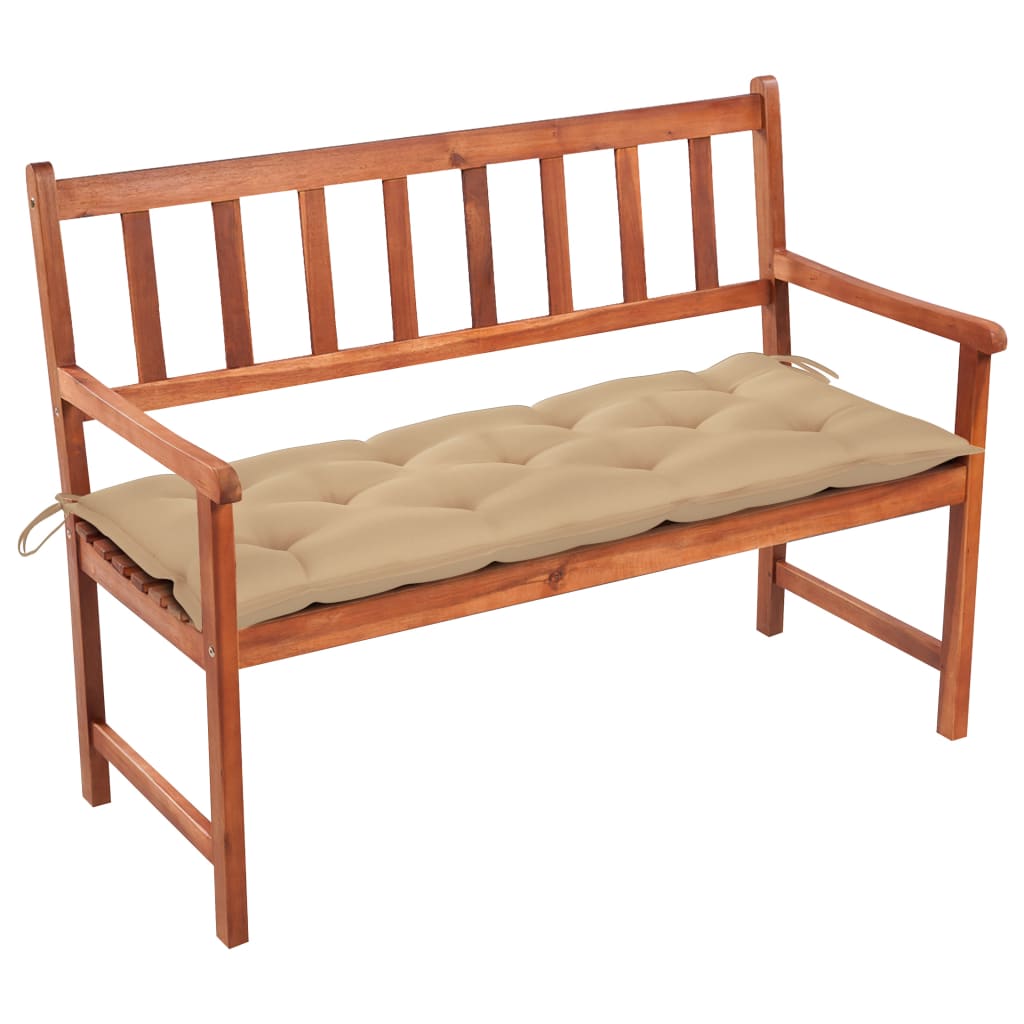 vidaXL Ławka ogrodowa z poduszką, 120 cm, lite drewno akacjowe