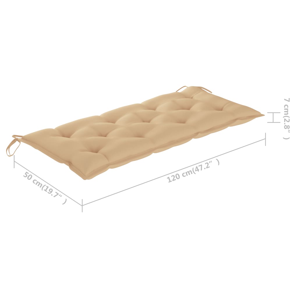 vidaXL Ławka ogrodowa z poduszką, 120 cm, lite drewno akacjowe
