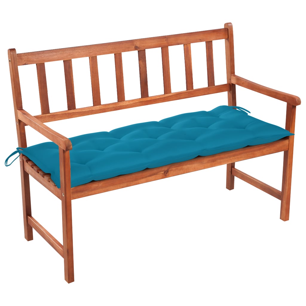 vidaXL Ławka ogrodowa z poduszką, 120 cm, lite drewno akacjowe