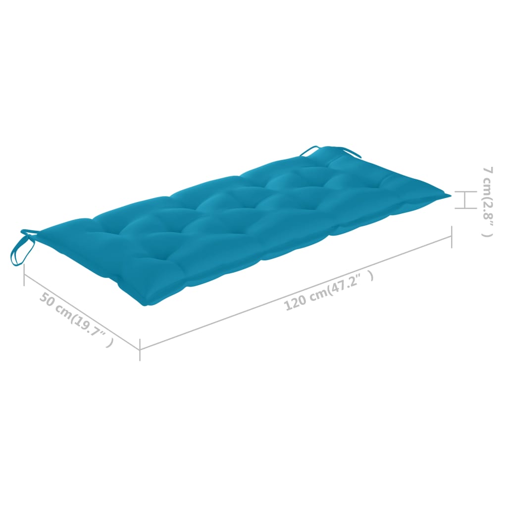 vidaXL Ławka ogrodowa z poduszką, 120 cm, lite drewno akacjowe