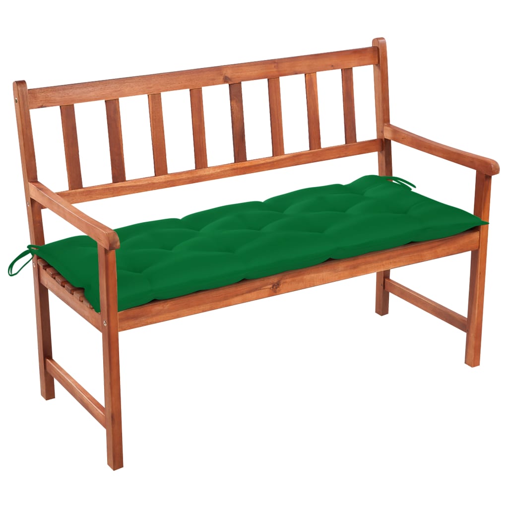 vidaXL Ławka ogrodowa z poduszką, 120 cm, lite drewno akacjowe