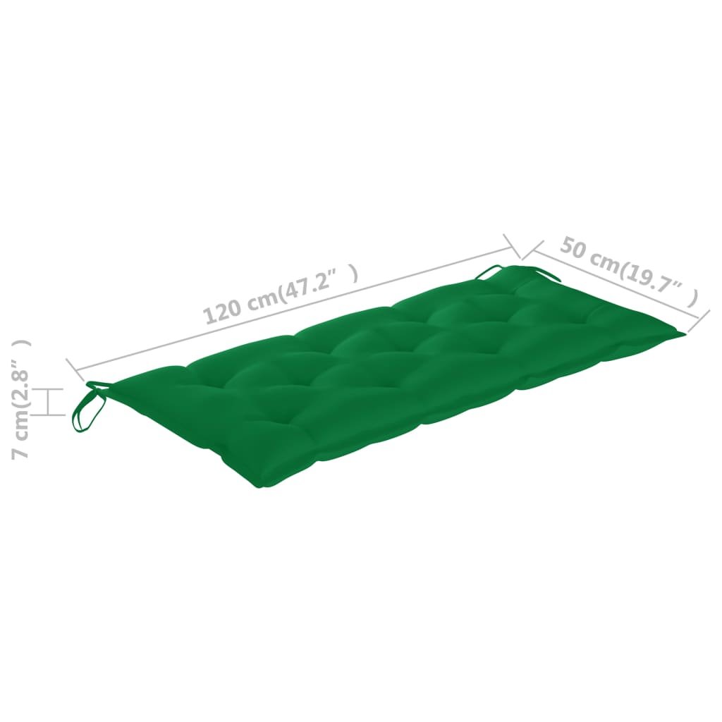 vidaXL Ławka ogrodowa z poduszką, 120 cm, lite drewno akacjowe