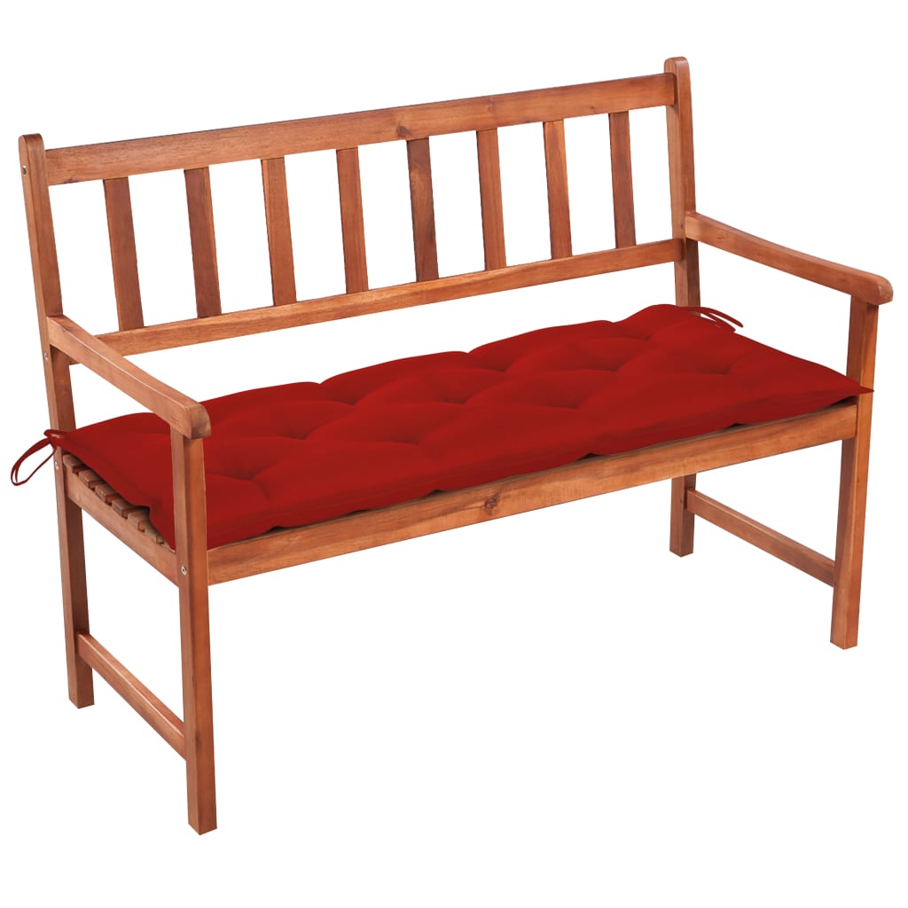 vidaXL Ławka ogrodowa z poduszką, 120 cm, lite drewno akacjowe