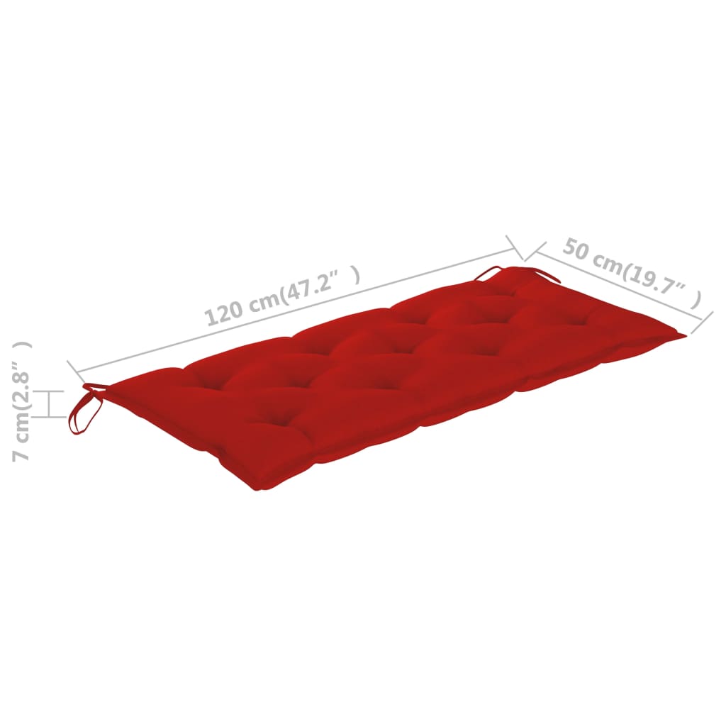 vidaXL Ławka ogrodowa z poduszką, 120 cm, lite drewno akacjowe