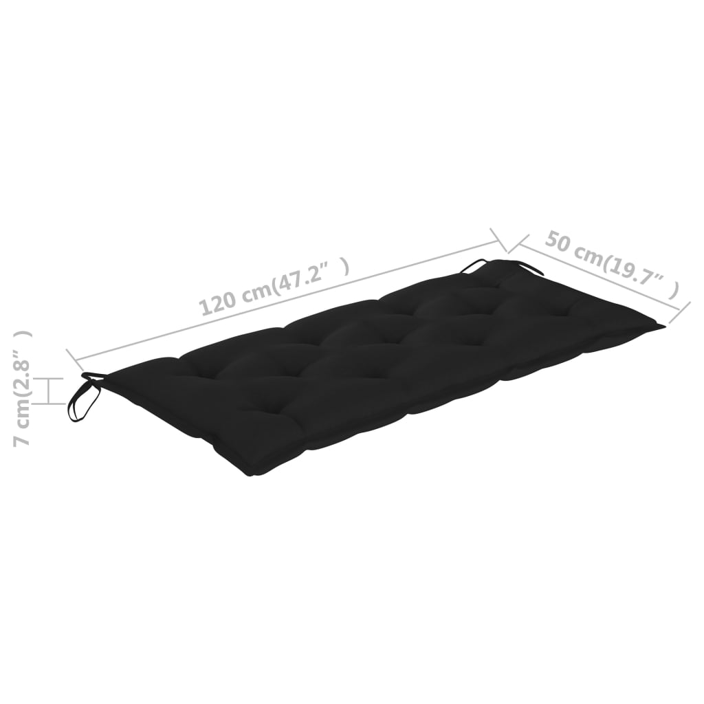 vidaXL Ławka ogrodowa z poduszką, 120 cm, lite drewno akacjowe