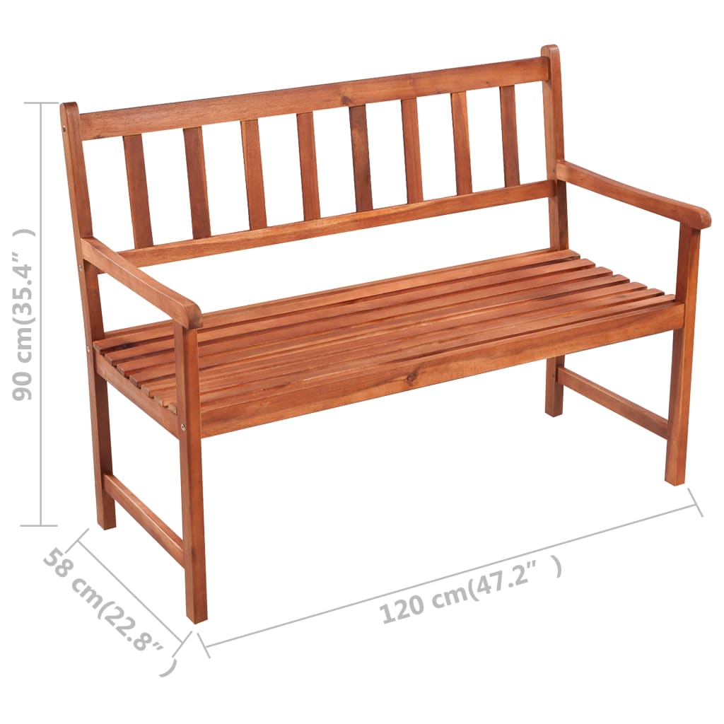 vidaXL Ławka ogrodowa z poduszką, 120 cm, lite drewno akacjowe