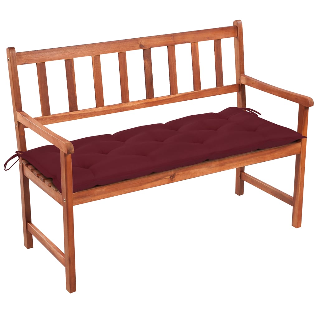 vidaXL Ławka ogrodowa z poduszką, 120 cm, lite drewno akacjowe