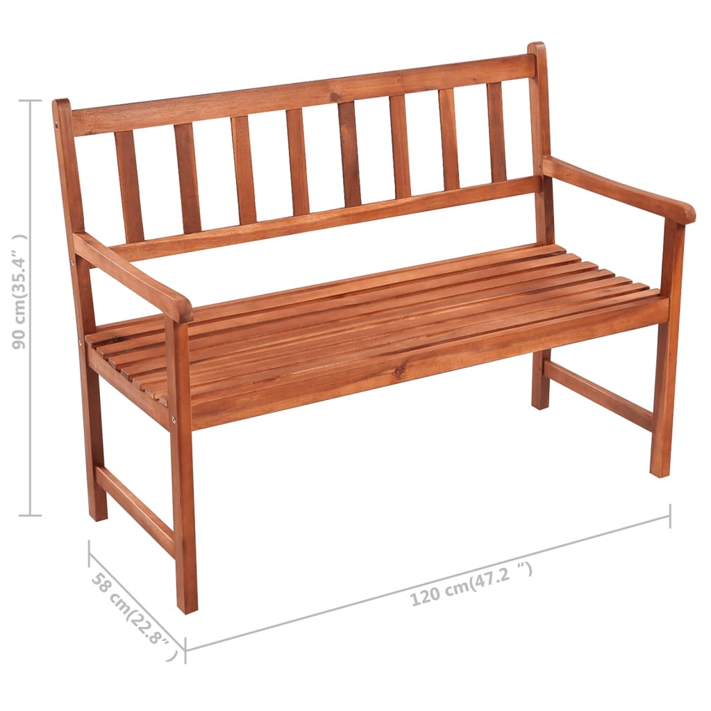 vidaXL Ławka ogrodowa z poduszką, 120 cm, lite drewno akacjowe