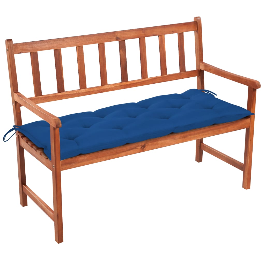 vidaXL Ławka ogrodowa z poduszką, 120 cm, lite drewno akacjowe