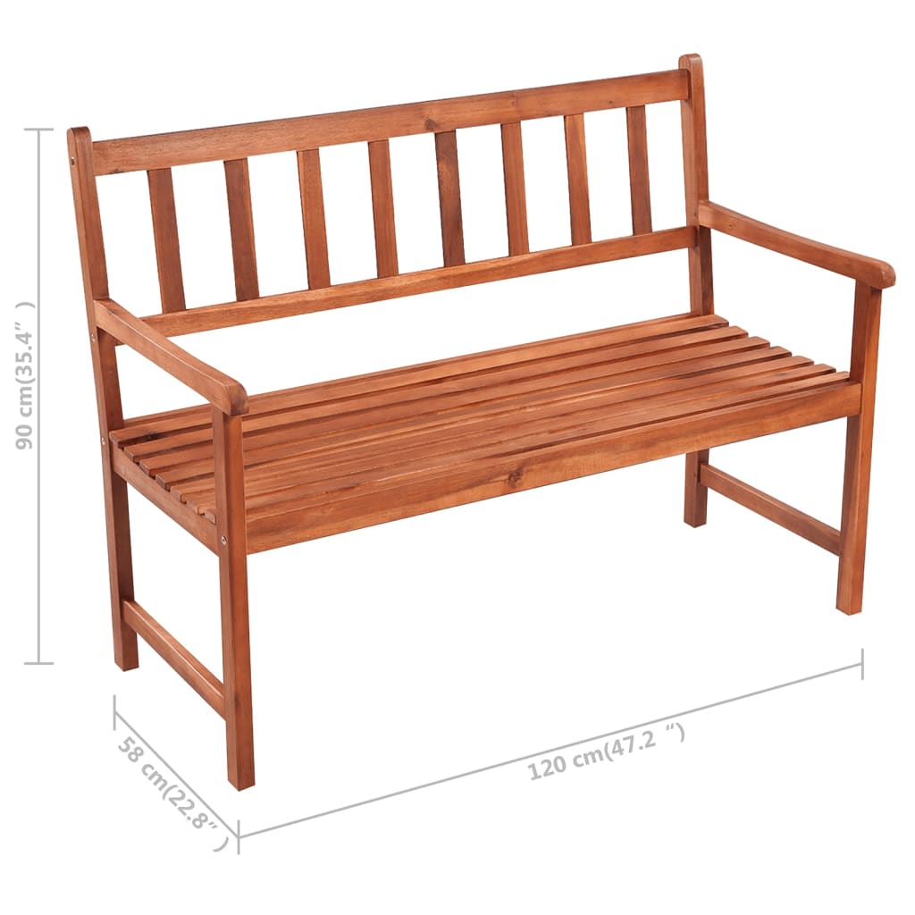 vidaXL Ławka ogrodowa z poduszką, 120 cm, lite drewno akacjowe