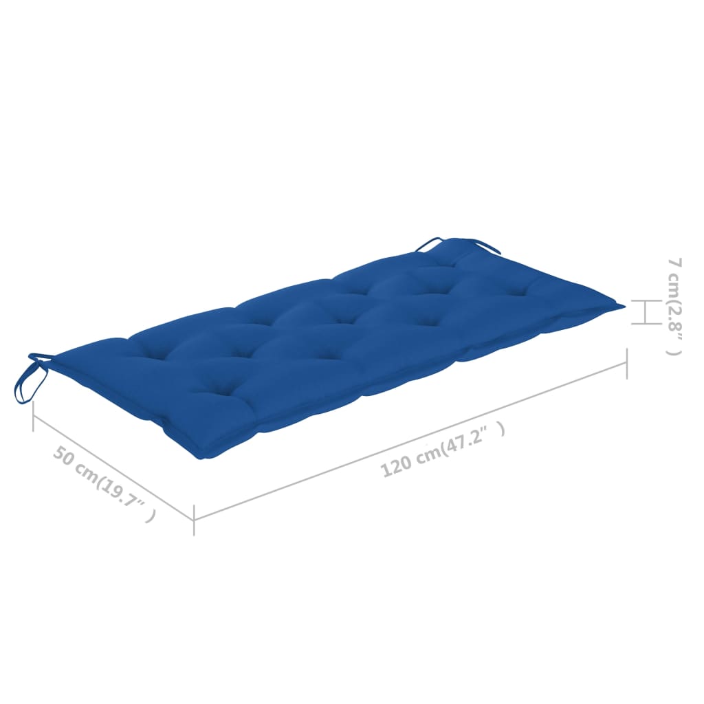vidaXL Ławka ogrodowa z poduszką, 120 cm, lite drewno akacjowe
