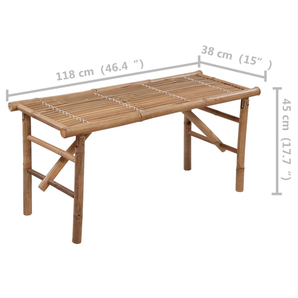 vidaXL Składana ławka ogrodowa z poduszką, 118 cm, bambusowa