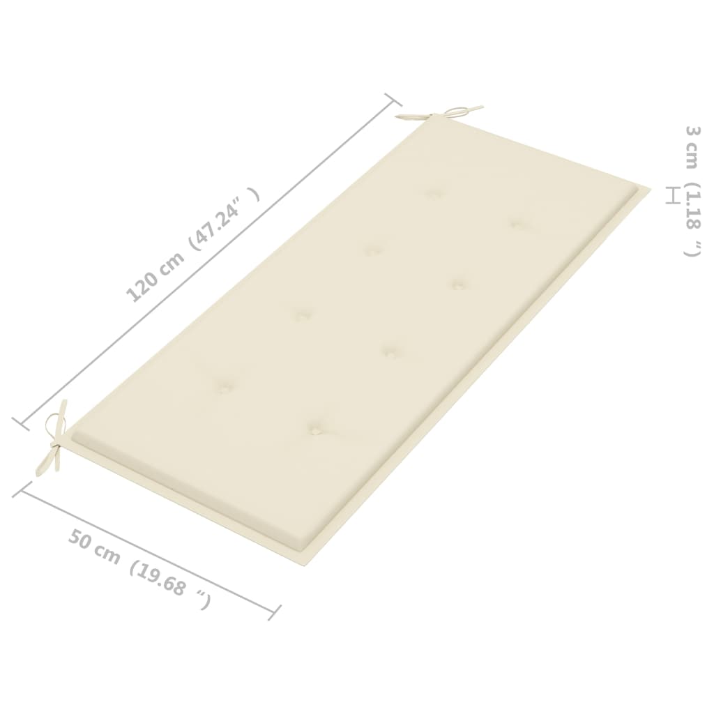 vidaXL Składana ławka ogrodowa z poduszką, 118 cm, bambusowa