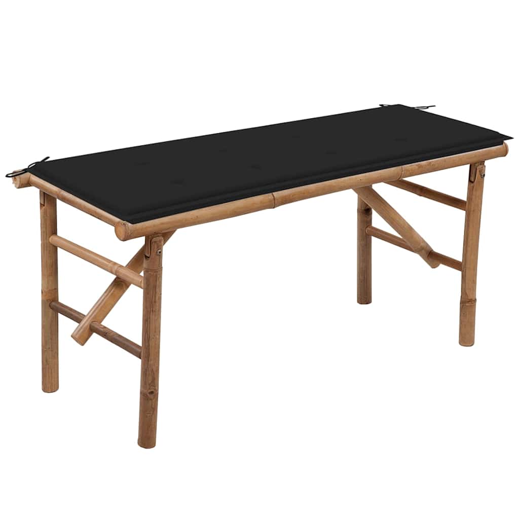vidaXL Składana ławka ogrodowa z poduszką, 118 cm, bambusowa