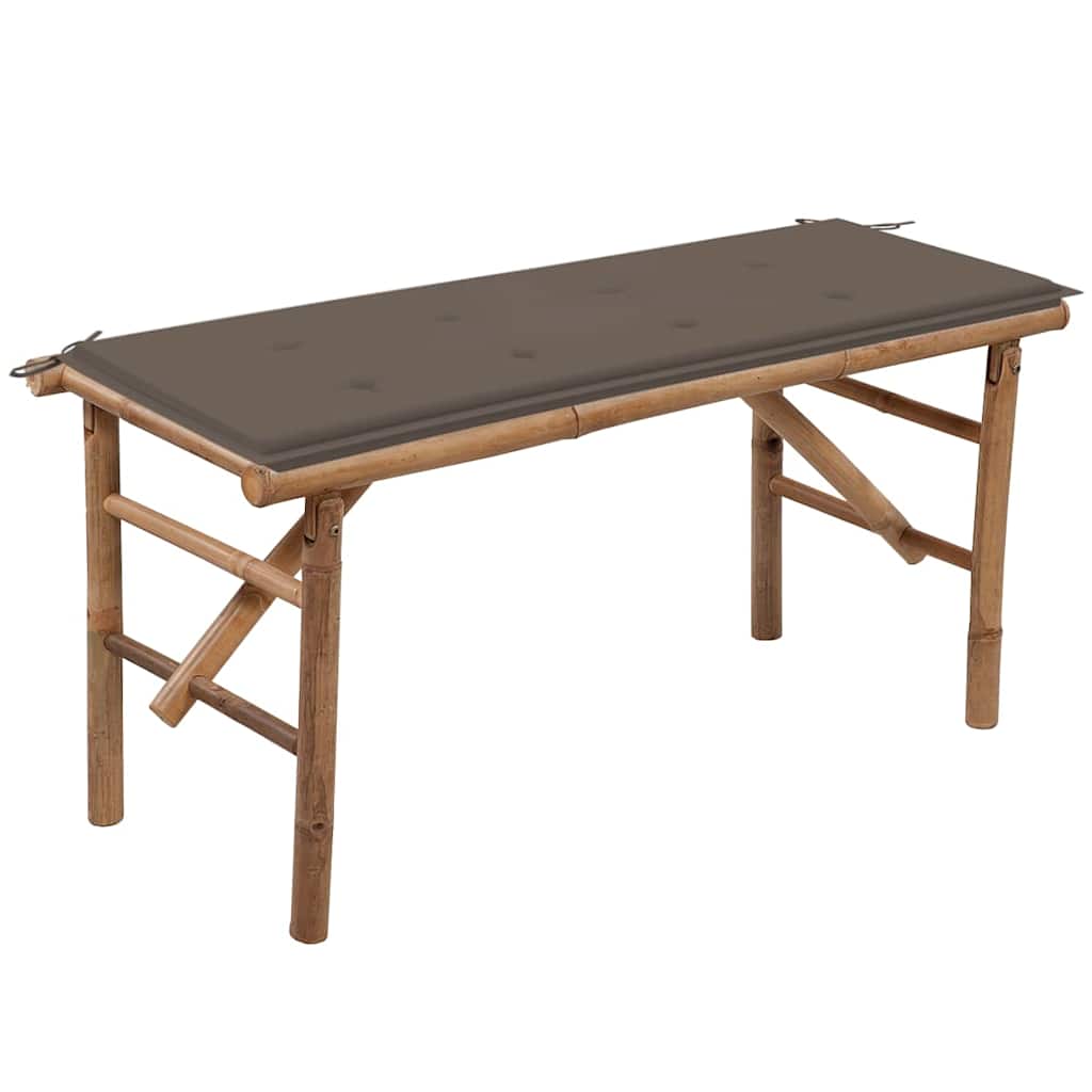 vidaXL Składana ławka ogrodowa z poduszką, 118 cm, bambusowa