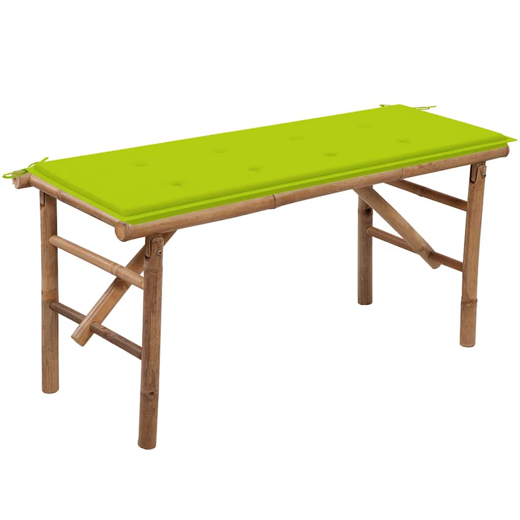 vidaXL Składana ławka ogrodowa z poduszką, 118 cm, bambusowa
