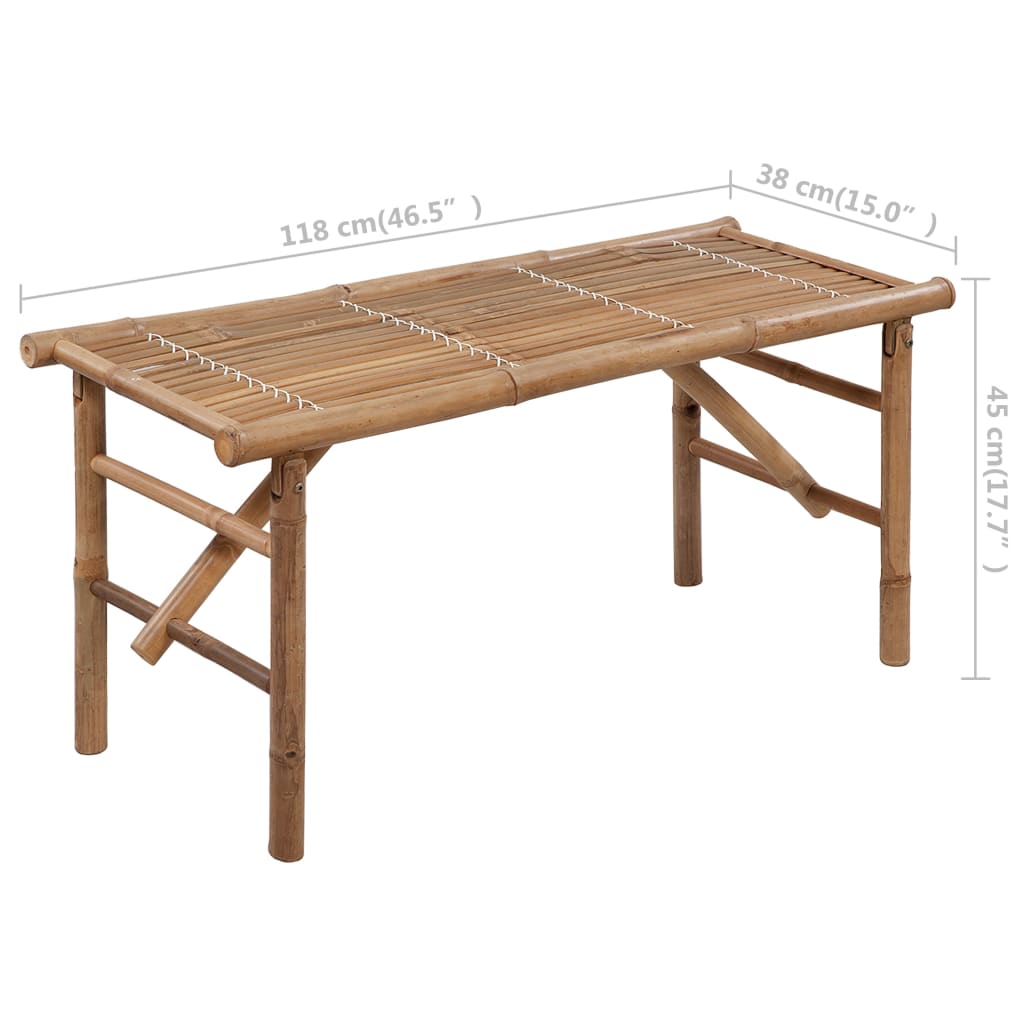 vidaXL Składana ławka ogrodowa z poduszką, 118 cm, bambusowa