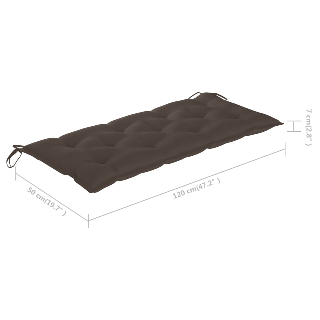 vidaXL Składana ławka ogrodowa z poduszką, 118 cm, bambusowa