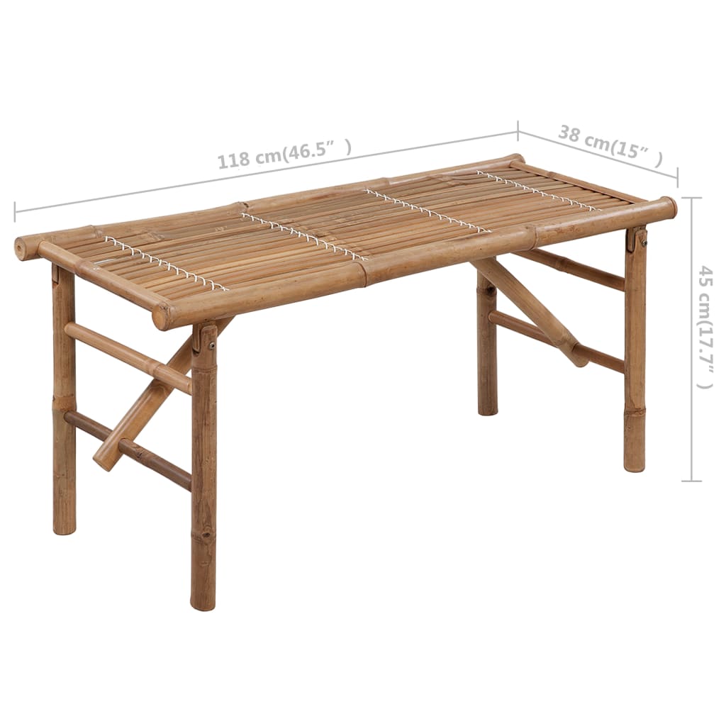 vidaXL Składana ławka ogrodowa z poduszką, 118 cm, bambusowa