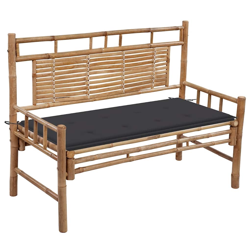vidaXL Ławka ogrodowa z poduszką, 120 cm, bambusowa