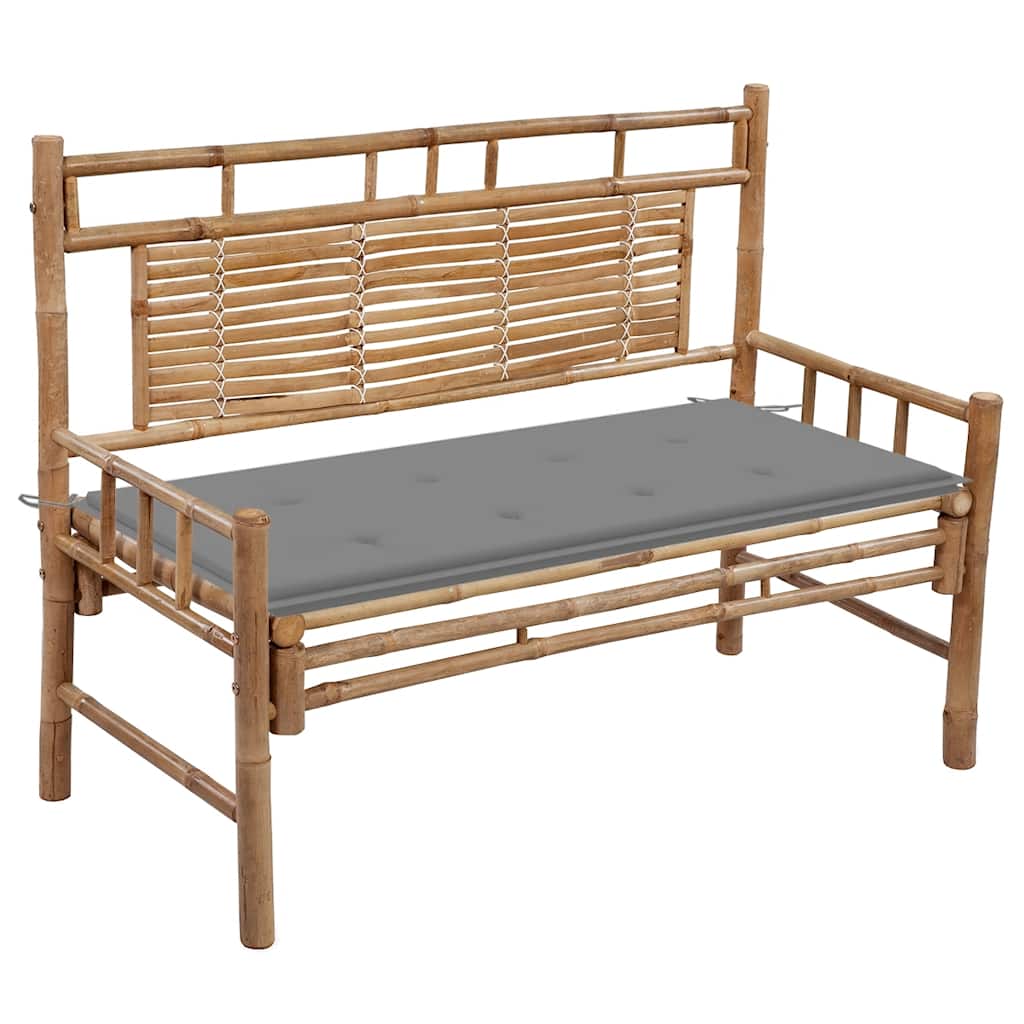 vidaXL Ławka ogrodowa z poduszką, 120 cm, bambusowa