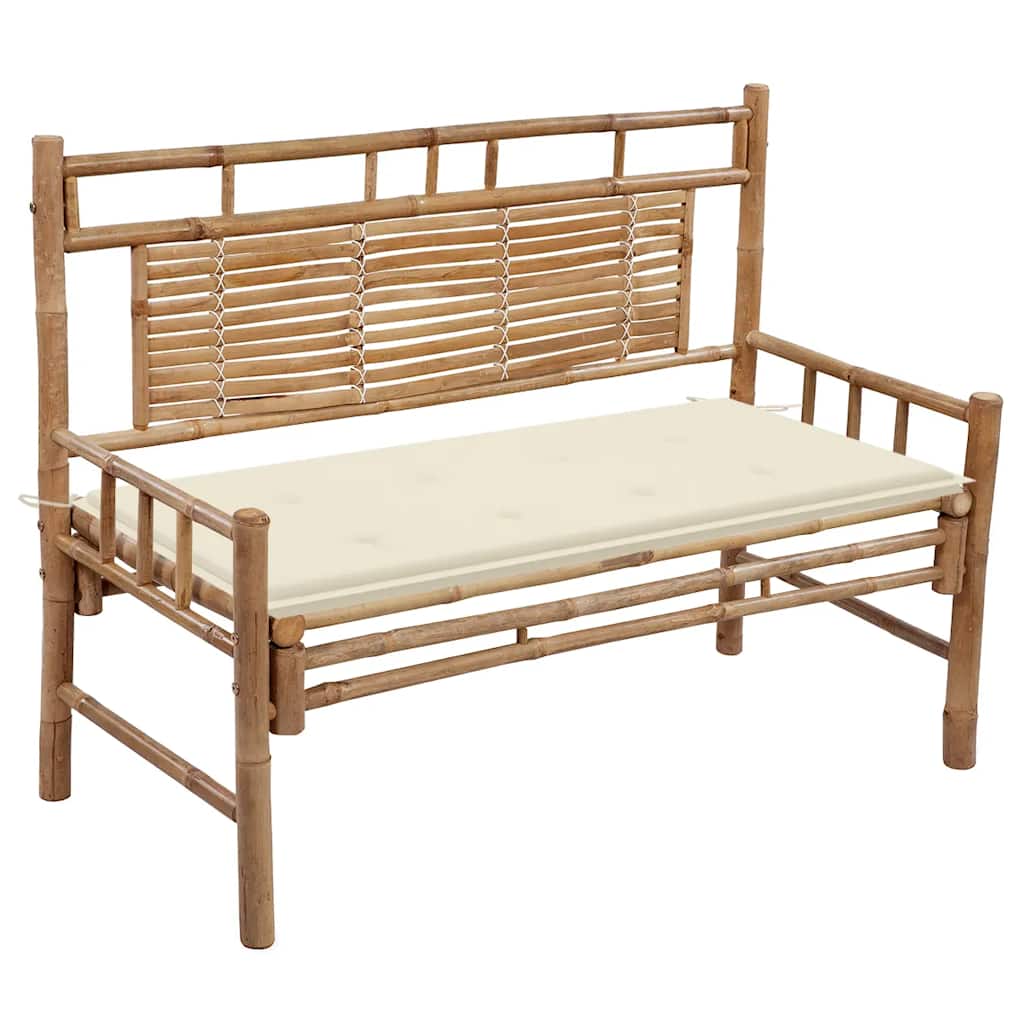vidaXL Ławka ogrodowa z poduszką, 120 cm, bambusowa