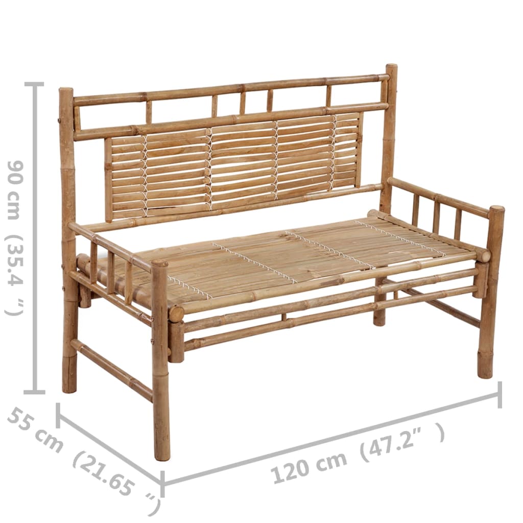 vidaXL Ławka ogrodowa z poduszką, 120 cm, bambusowa