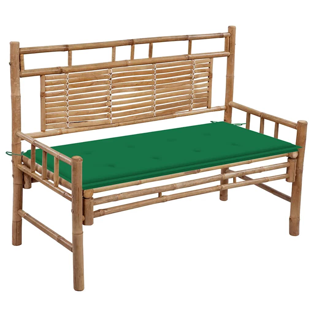 vidaXL Ławka ogrodowa z poduszką, 120 cm, bambusowa