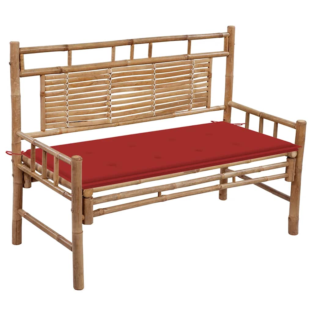 vidaXL Ławka ogrodowa z poduszką, 120 cm, bambusowa