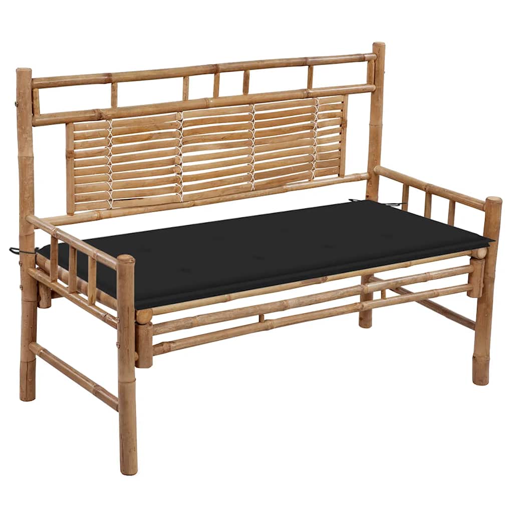 vidaXL Ławka ogrodowa z poduszką, 120 cm, bambusowa